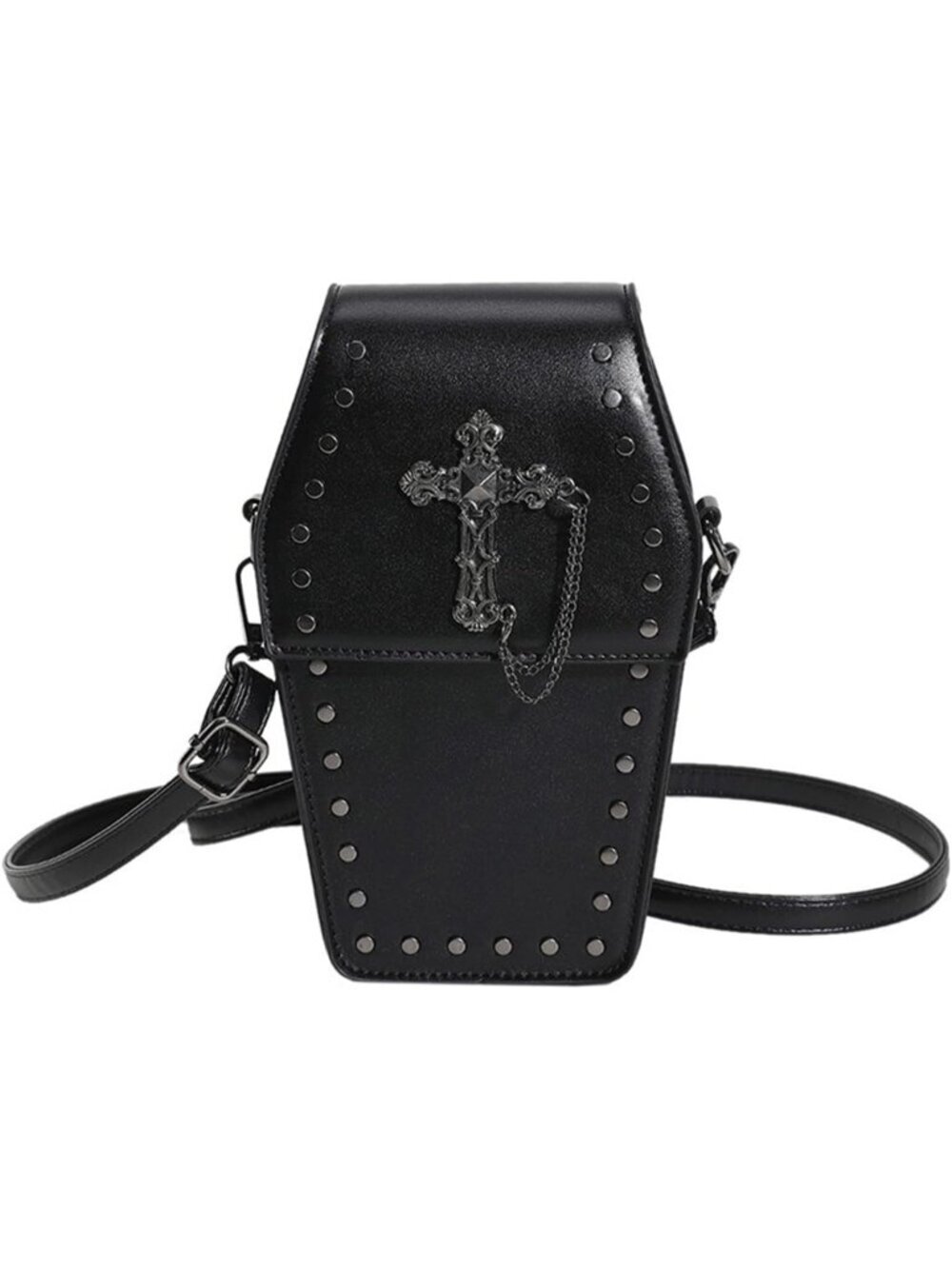 🎃Goth Black Cross Purse Coffin Halloween Clutch Shoulder Small Crossbody Bag